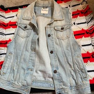 Jean vest with decal